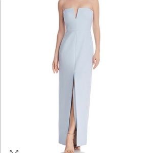 Baby blue strapless gown